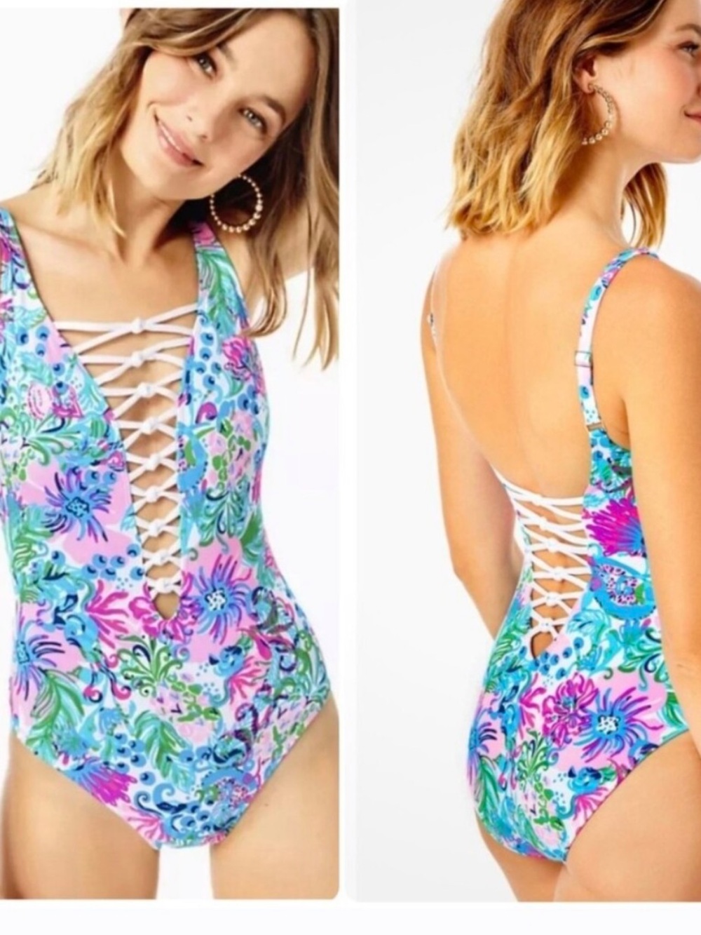Lilly Pulitzer Isle Lattice One Piece Mandevilla Baby Paradise Petals